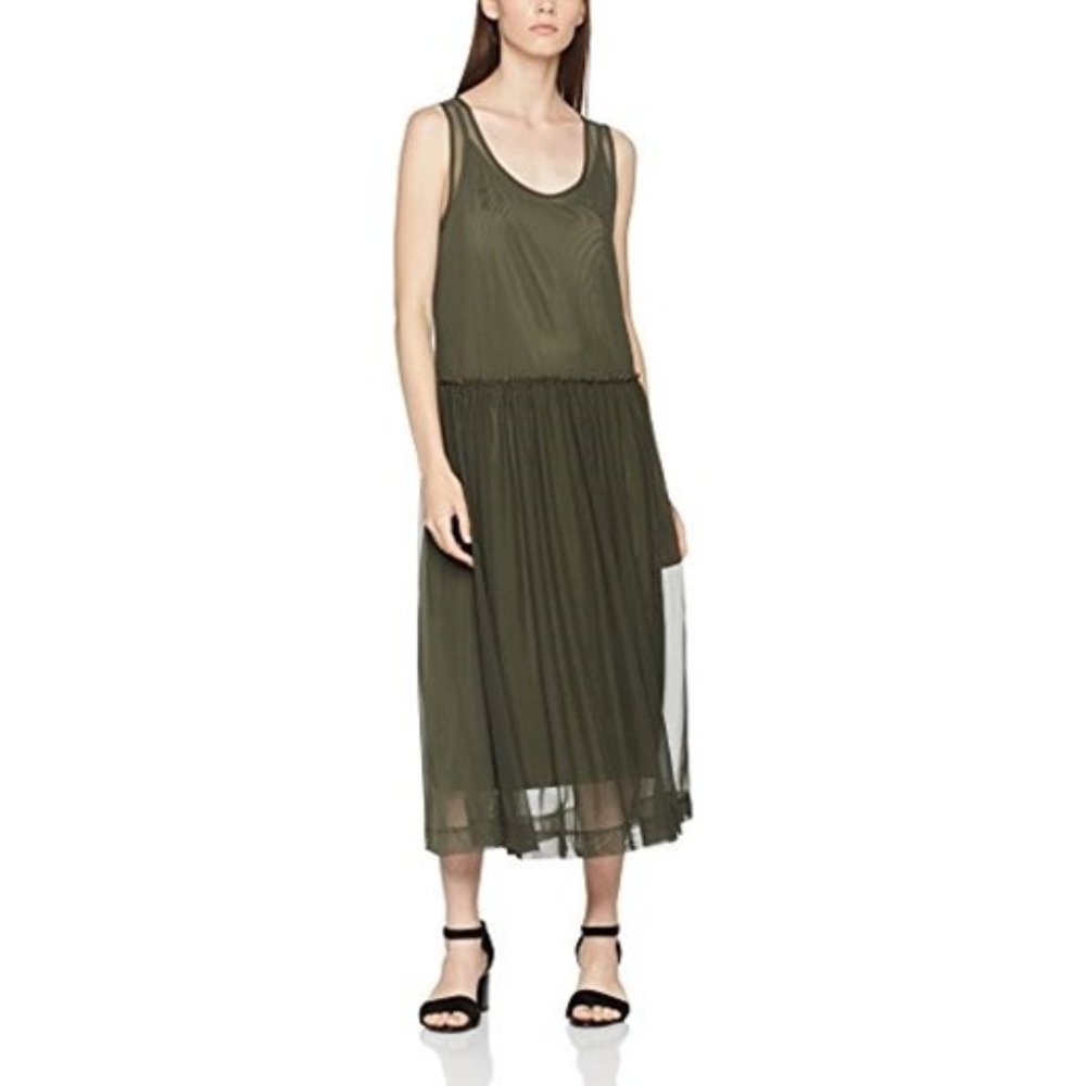 Selected Femme Sfeden Green Layered Midi Dress NWT - Picture 1 of 6